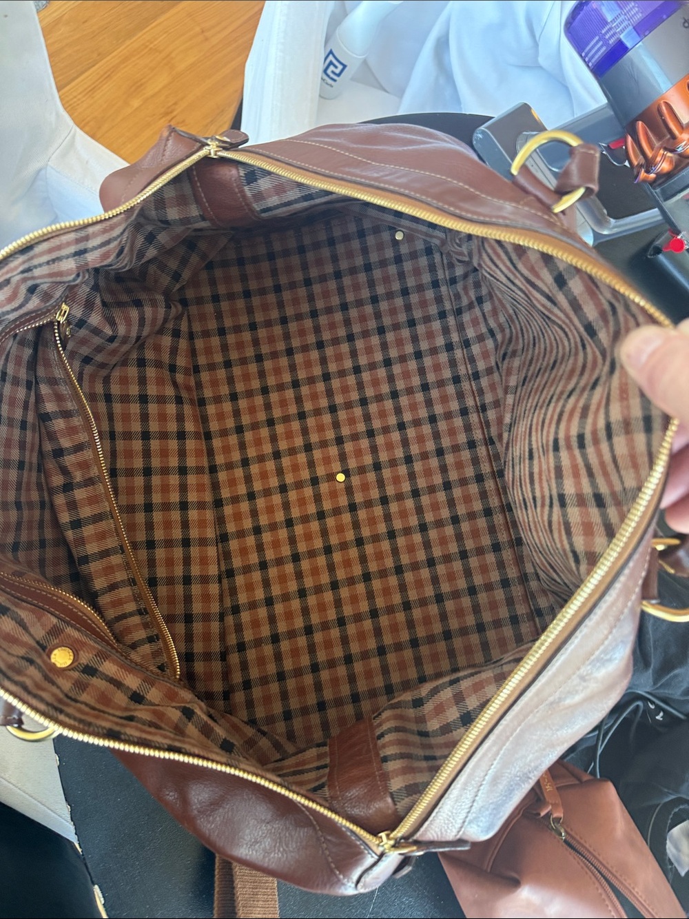 Ghurka Brown Leather Duffel with Double Handles - Picture 6 of 9
